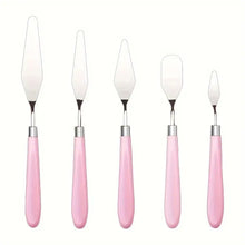 Cargar imagen en el visor de la galería, Juego de 5 Espatulas Rosadas para Glaseado en Acero Inoxidable
