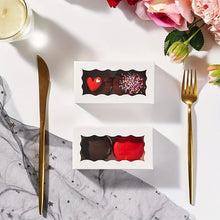 Cargar imagen en el visor de la galería, caja para 2 macarons, caja blanca, caja para dos galletas, caja para trufas, caja para bodas