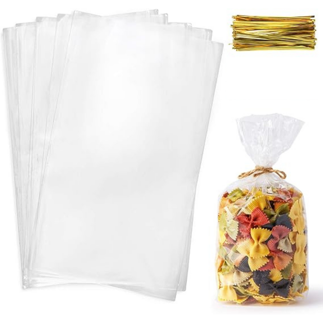 Bolsas de Celofán & Lazos giratorio Dorado - 50 unidades