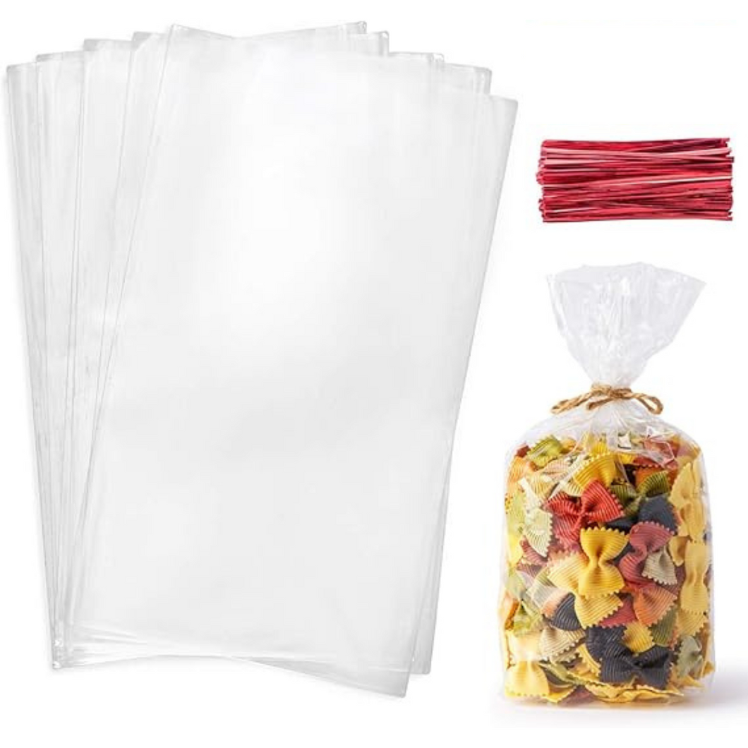 Bolsas de Celofán & Lazos giratorio Rojo - 50 unidades