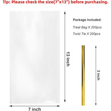 Cargar imagen en el visor de la galería, Bolsas de Celofán &amp; Lazos giratorio Dorado - 50 unidades
