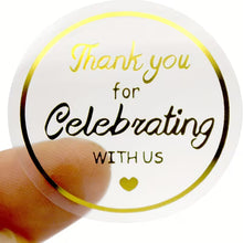 Cargar imagen en el visor de la galería, Rollo de Sellos - Transparentes Bronceados Thank You for Celebrating with us
