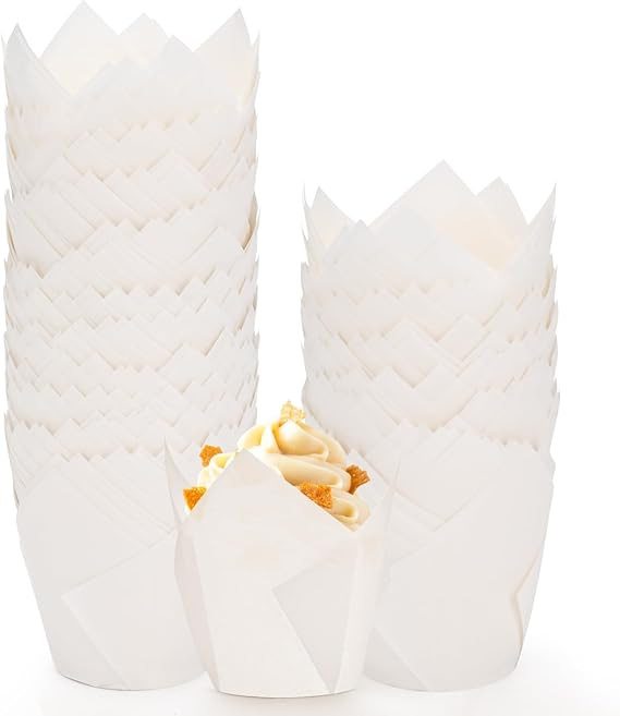 Cupcake Liner Tulipanes Blancos - 50 Unidades