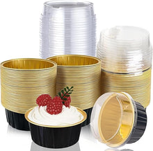 Cargar imagen en el visor de la galería, Mini Moldes Redondos Con Tapa Negros- 10 unidades
