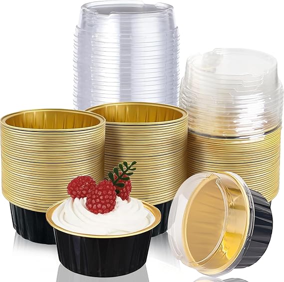 Mini Moldes Redondos Con Tapa Negros- 10 unidades