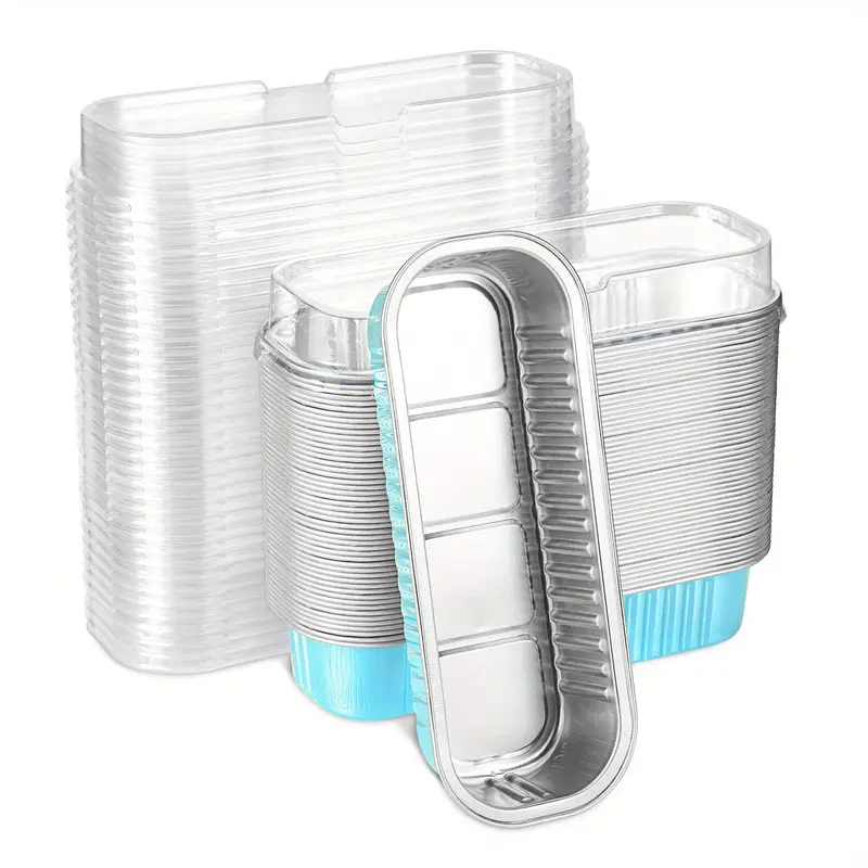 Moldes Azul Para Hornear Con Tapa - Paquete 10 Unidades