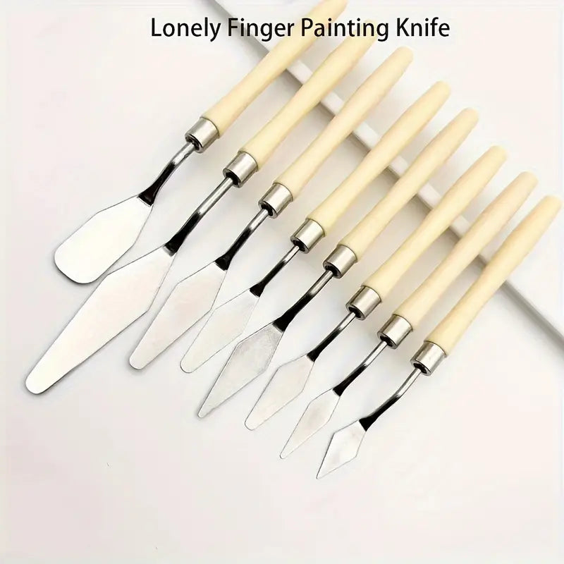 Juego de 8 Espatulas Beige para Glaseado en Acero Inoxidable