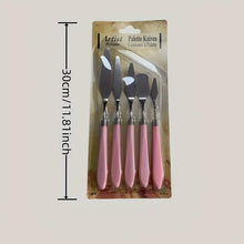 Cargar imagen en el visor de la galería, Juego de 5 Espatulas Rosadas para Glaseado en Acero Inoxidable
