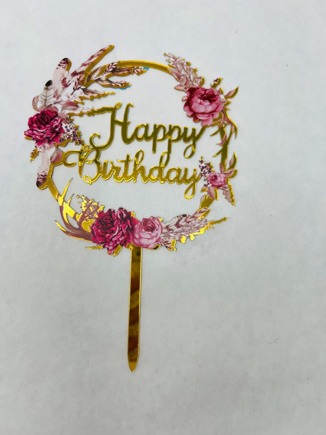 Happy Birthday Cake Topper Floral