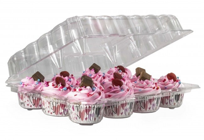 Recipiente Plástico para 12 Cupcakes - Paquete 6 Unidades