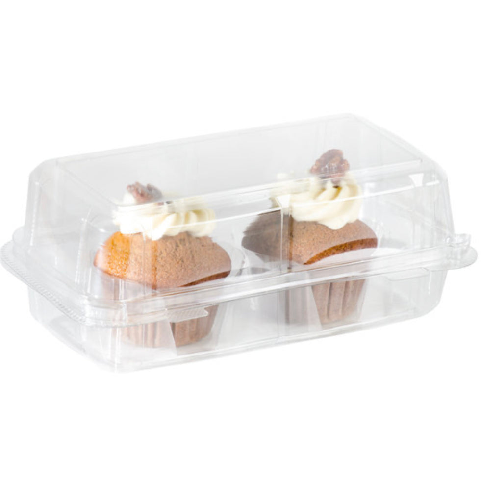 Recipiente Plástico Para 2 Cupcakes- Paquete 6 Unidades